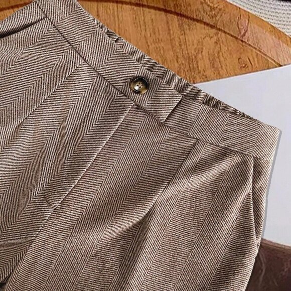 Coffee Brown Casual Women's Slim Fit Long Suit Pants - Picture 4 of 7